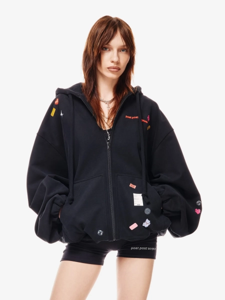 Sticker Pack Зип Худи Оверсайз p.p.s., цвет: Черный, 0716.01.01.BLK купить онлайн