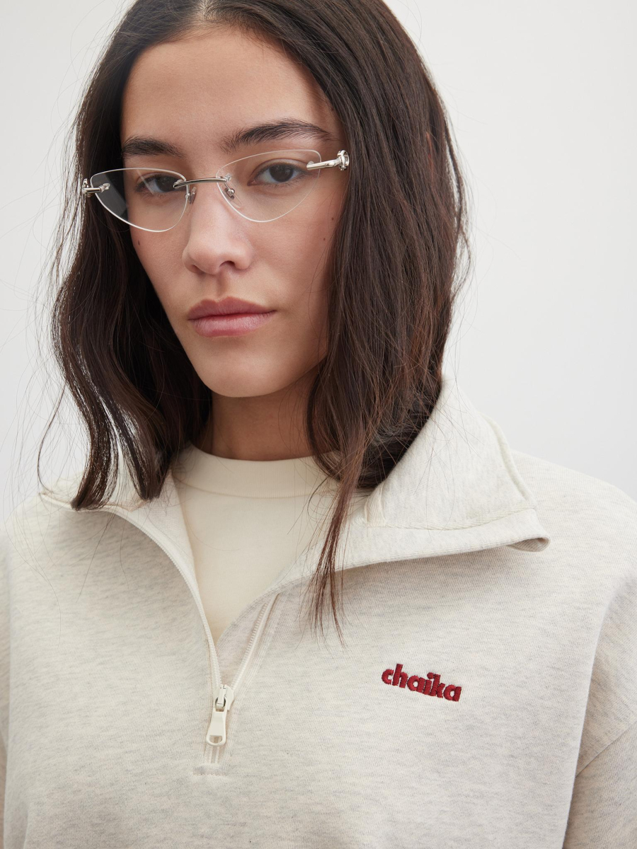 Толстовка футер с вышивкой Chaika, цвет: серый-меланж, SS26HO03-115 купить онлайн