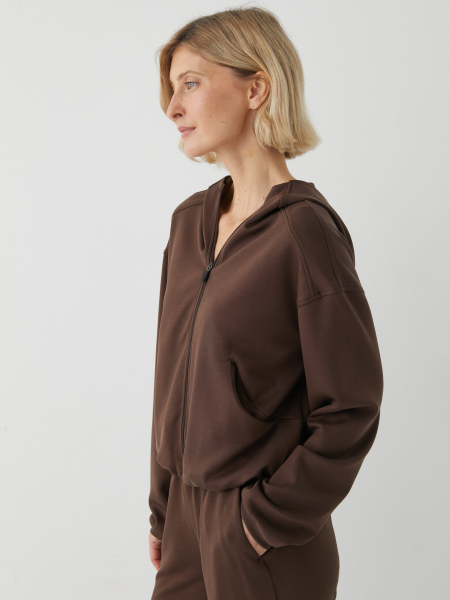 Худи на молнии из интерлока Marou, цвет: коричневый,  купить онлайн