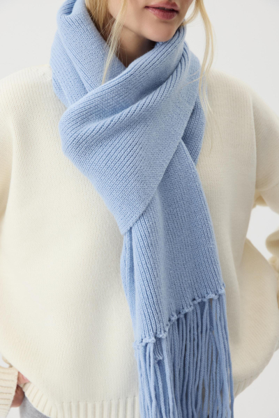 Шарф из шерсти мериноса с бахромой Charmstore, цвет: голубой 609-45198-668 купить онлайн