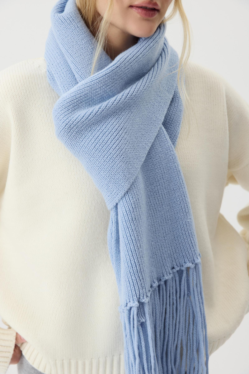 Шарф из шерсти мериноса с бахромой Charmstore, цвет: голубой 609-45198-668 купить онлайн