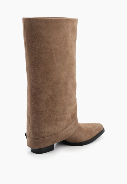 Сапоги на каблуке из натуральной замши SBALO, цвет: бежевый SHT82-1 купить онлайн