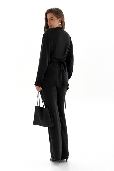 Блуза на запах из купро Ricoco, цвет: Черный, 7028/2 купить онлайн