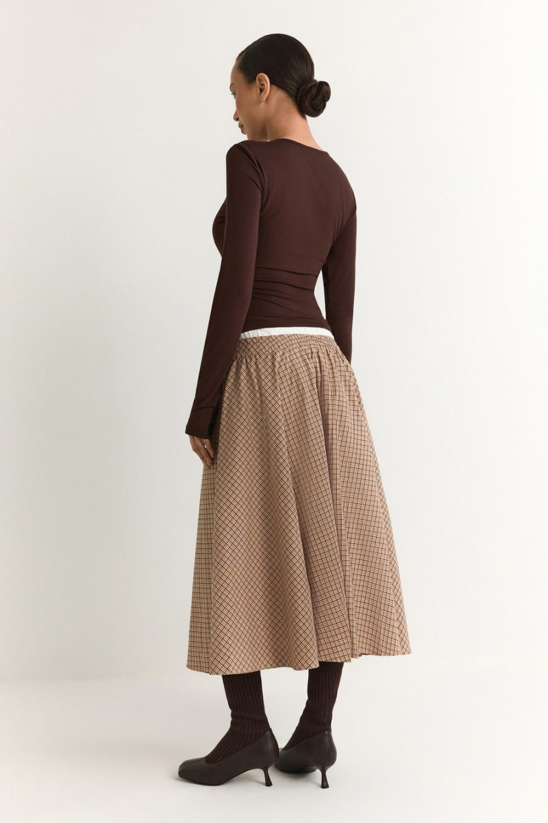 Юбка из 100% хлопка TOPTOP, цвет: коричневый с принтом, TT.071.18818.701 купить онлайн