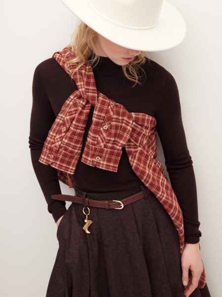 Узкий кожаный ремень Chaika, цвет: коричневый AW25BT01-45 купить онлайн