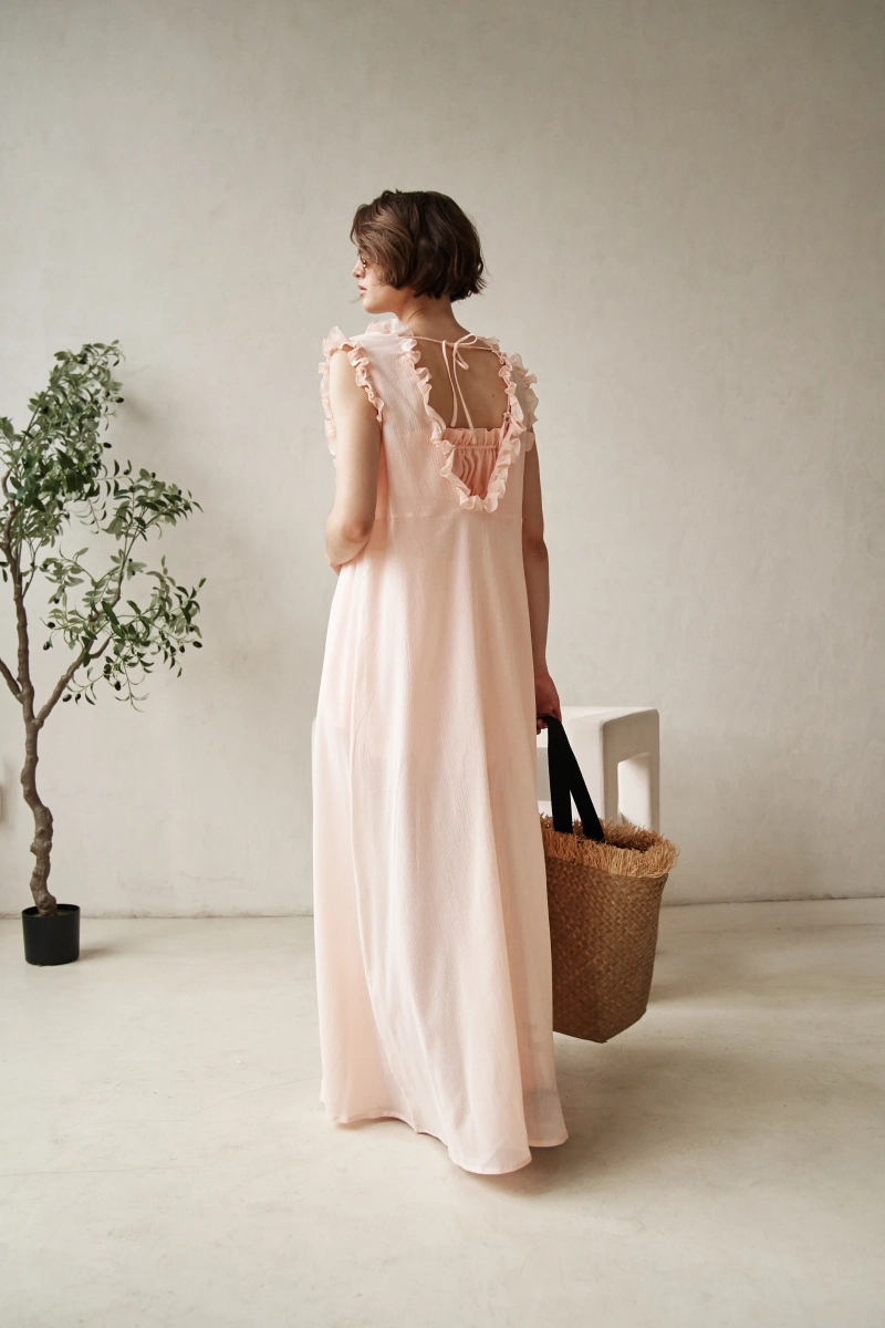 Платье Тулум с воланами и открытой спинкой Journey clothes, цвет: Персиковый,  купить онлайн