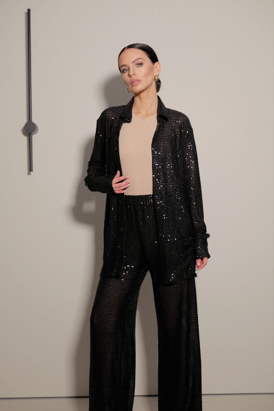 Брюки широкие из пайеток MINI, цвет: Черный, НФ-00000224 купить онлайн