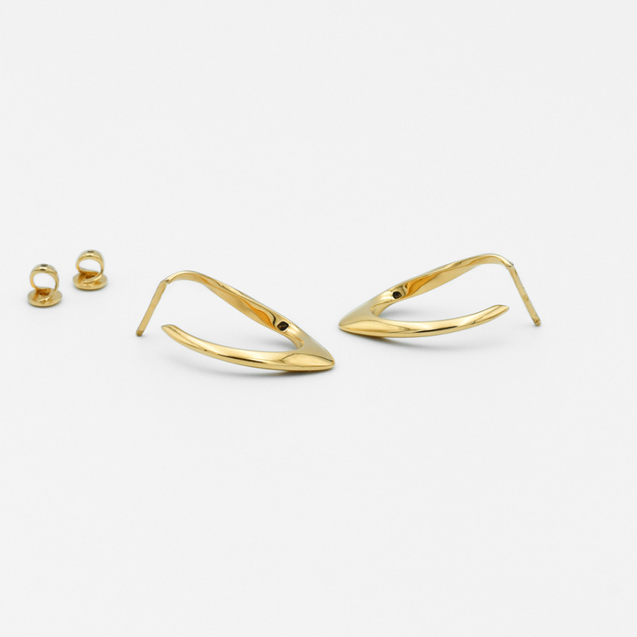 Серьги из мятого металла Noa Darkrain, цвет: позолота, PL3010 купить онлайн