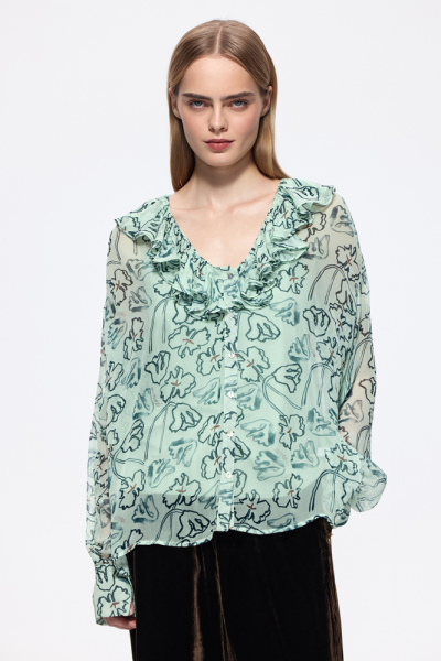 Блузка из шифона с принтом