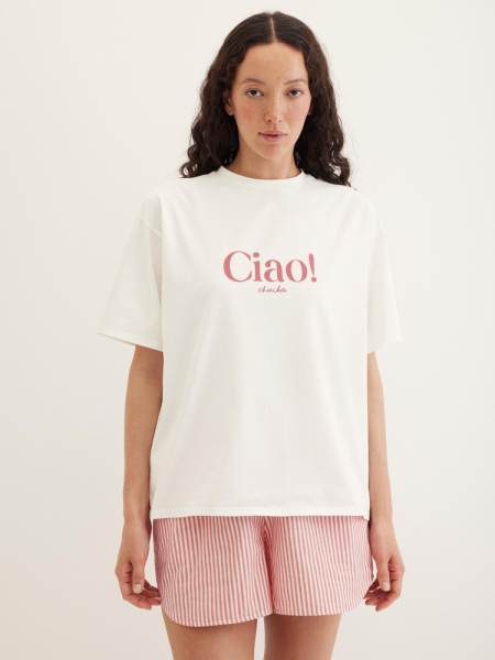 Футболка с красным принтом "Ciao Chaika"