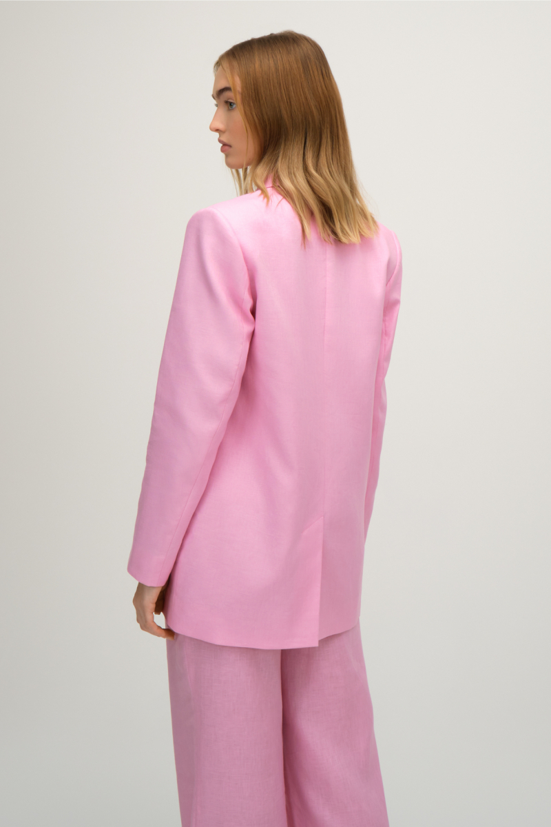 Льняной двубортный жакет FASHION REBELS, цвет: розовый, FR23SSJ4W350P купить онлайн