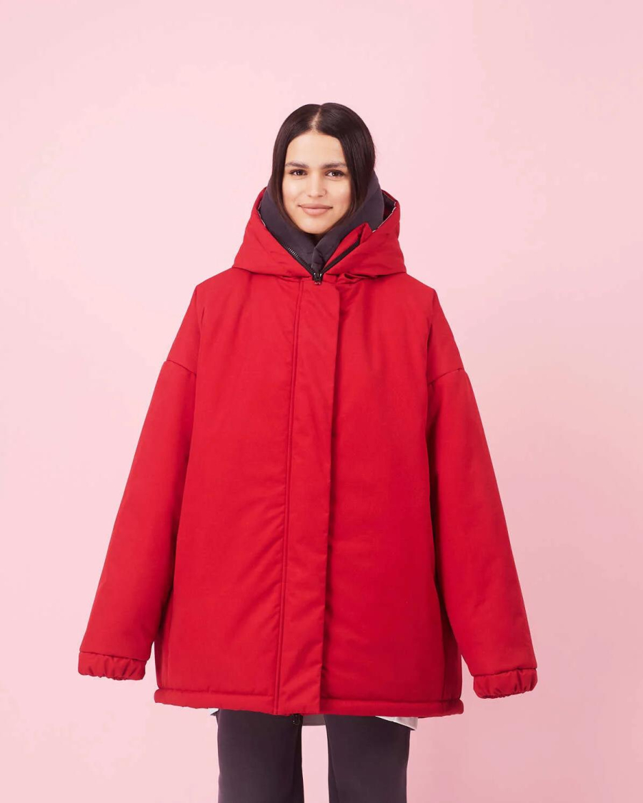 Бомбер красный зима