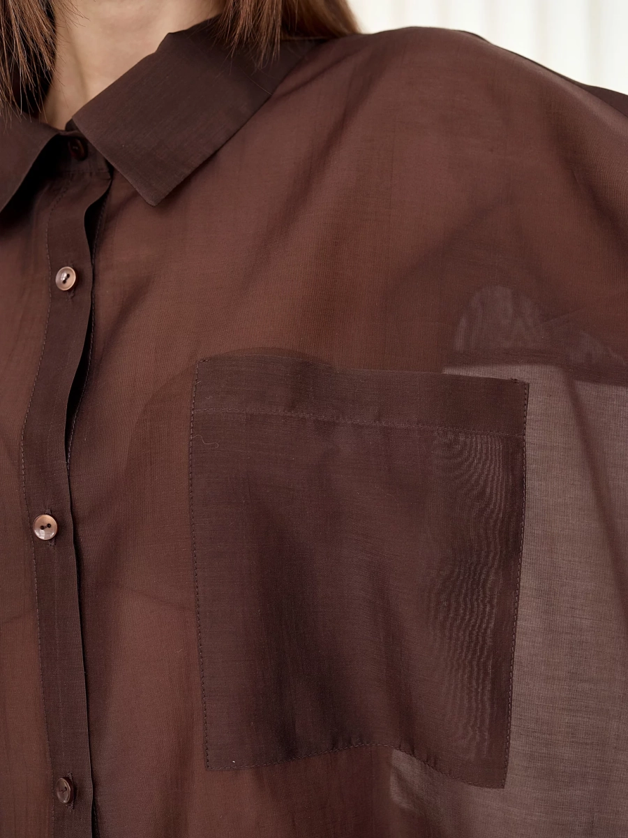 Блуза-рубашка воздушная I.B.W., цвет: шоколад, BL030 купить онлайн