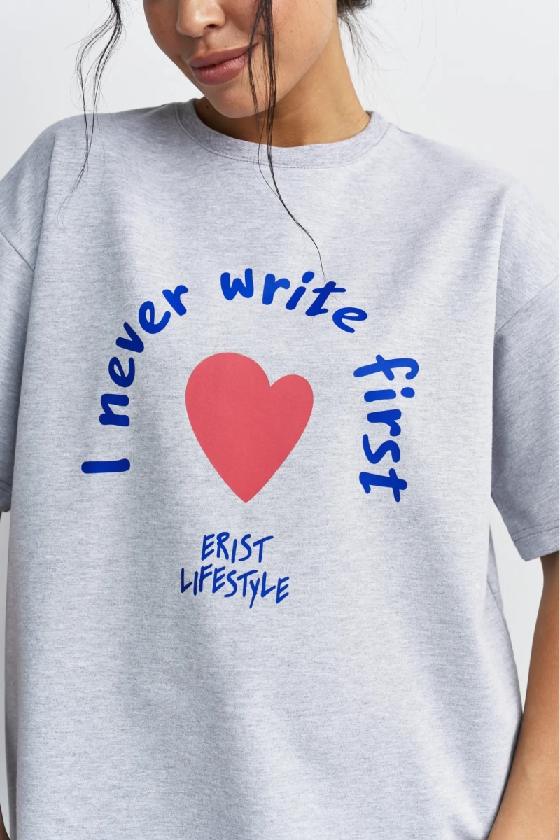 Футболка Никогда не пишу первой Erist store, цвет: серый меланж, НФ-00003387 купить онлайн