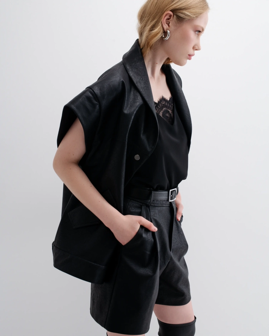 Шорты из экокожи Anmuse, цвет: Черный, SH24А98-BLC купить онлайн