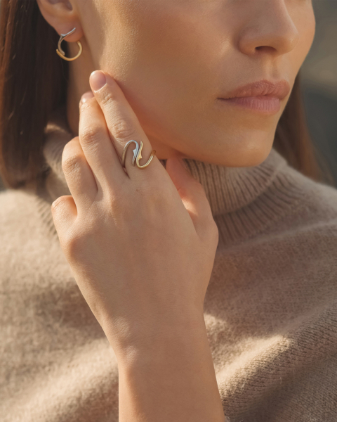 Биколорное кольцо Alseid Darkrain, цвет: серебро, PL4039 купить онлайн