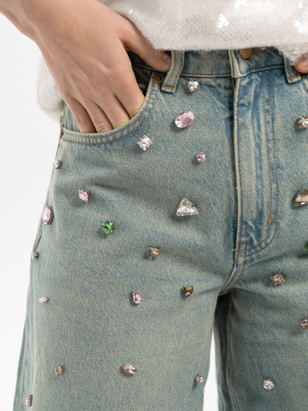 Джинсы со стразами "Bad girl" TRES, цвет: голубой, НФ-00002613 купить онлайн