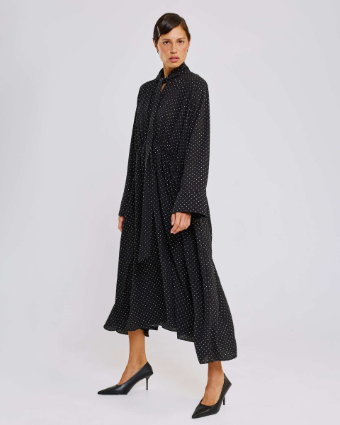 Платье в горох с шарфом Anmuse, цвет: Черный, RB26SP314-BLC купить онлайн
