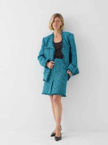 Юбка твидовая Marou, цвет: голубой,  купить онлайн