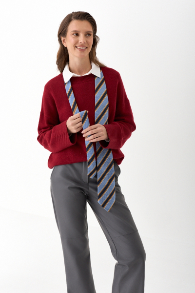 Брюки в расслабленном стиле из экокожи Ricoco, цвет: графитовый, 7007/2 купить онлайн