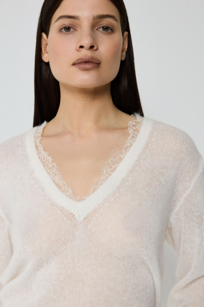 Пуловер с кружевом AROUND, цвет: молочный, 2111_85AM01 купить онлайн