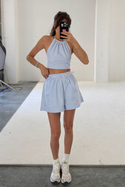 Топ на завязках из хлопка LIGHT BLUE