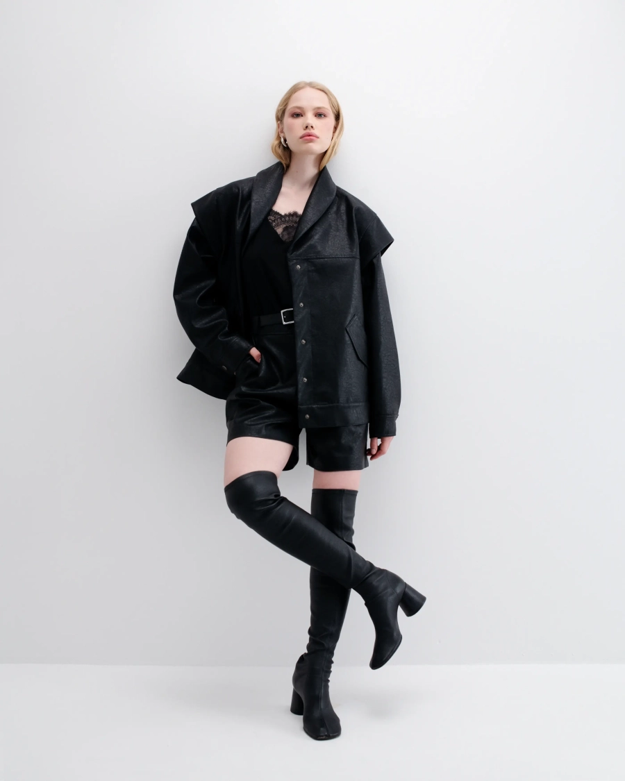 Шорты из экокожи Anmuse, цвет: Черный, SH24А98-BLC купить онлайн