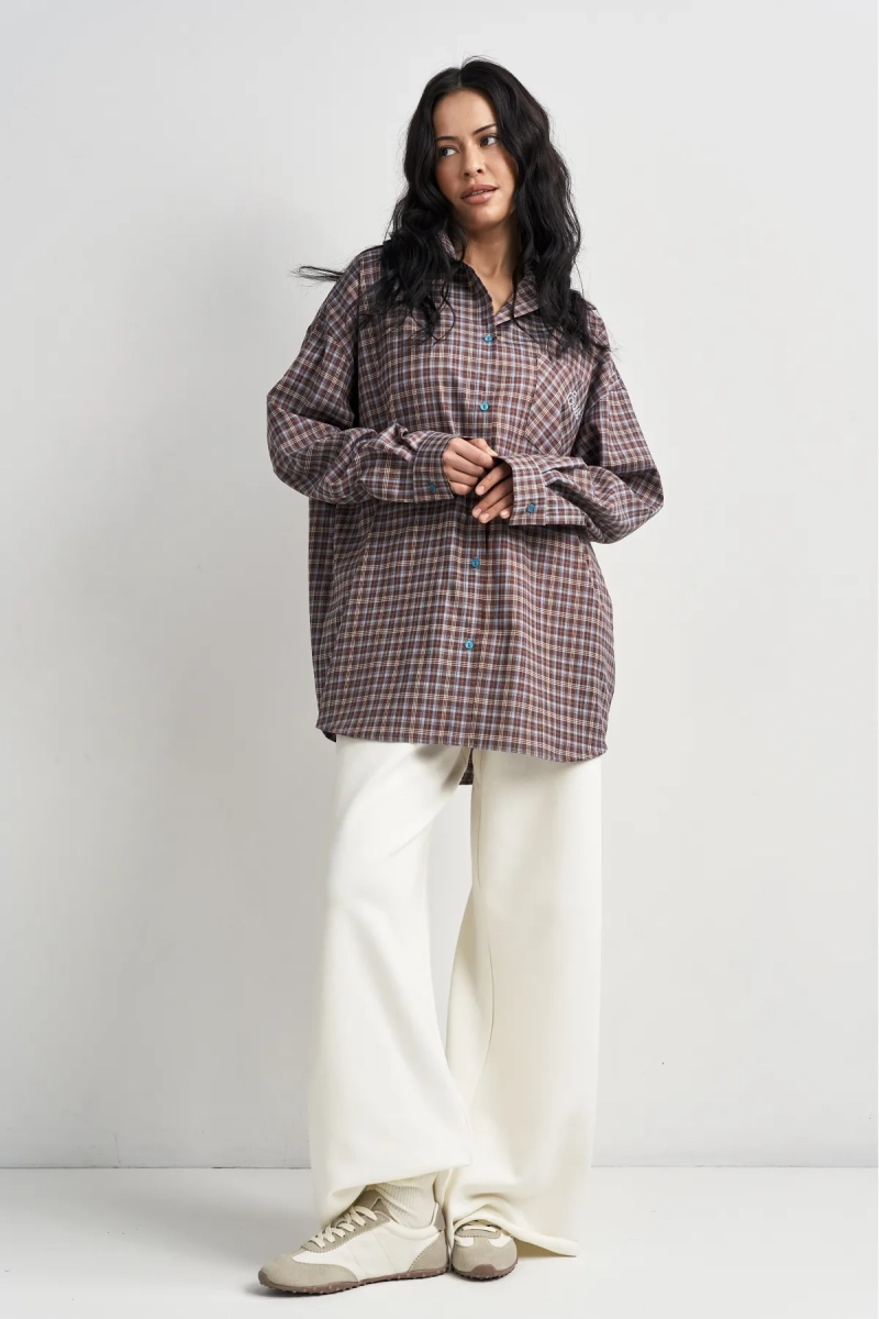 Рубашка в клетку Erist store, цвет: голубой, НФ-00003481 купить онлайн