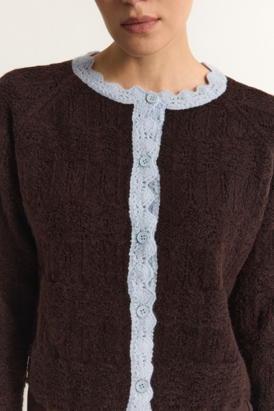 Кардиган с контрастной отделкой TOPTOP, цвет: коричневый, TT.051.17502.701 купить онлайн