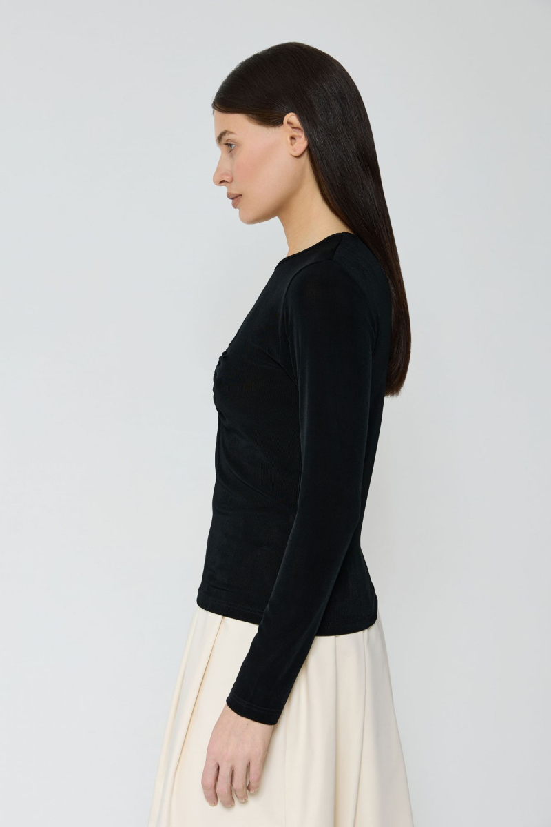 Лонгслив со сборкой AROUND, цвет: Черный, 219_115CE01 купить онлайн