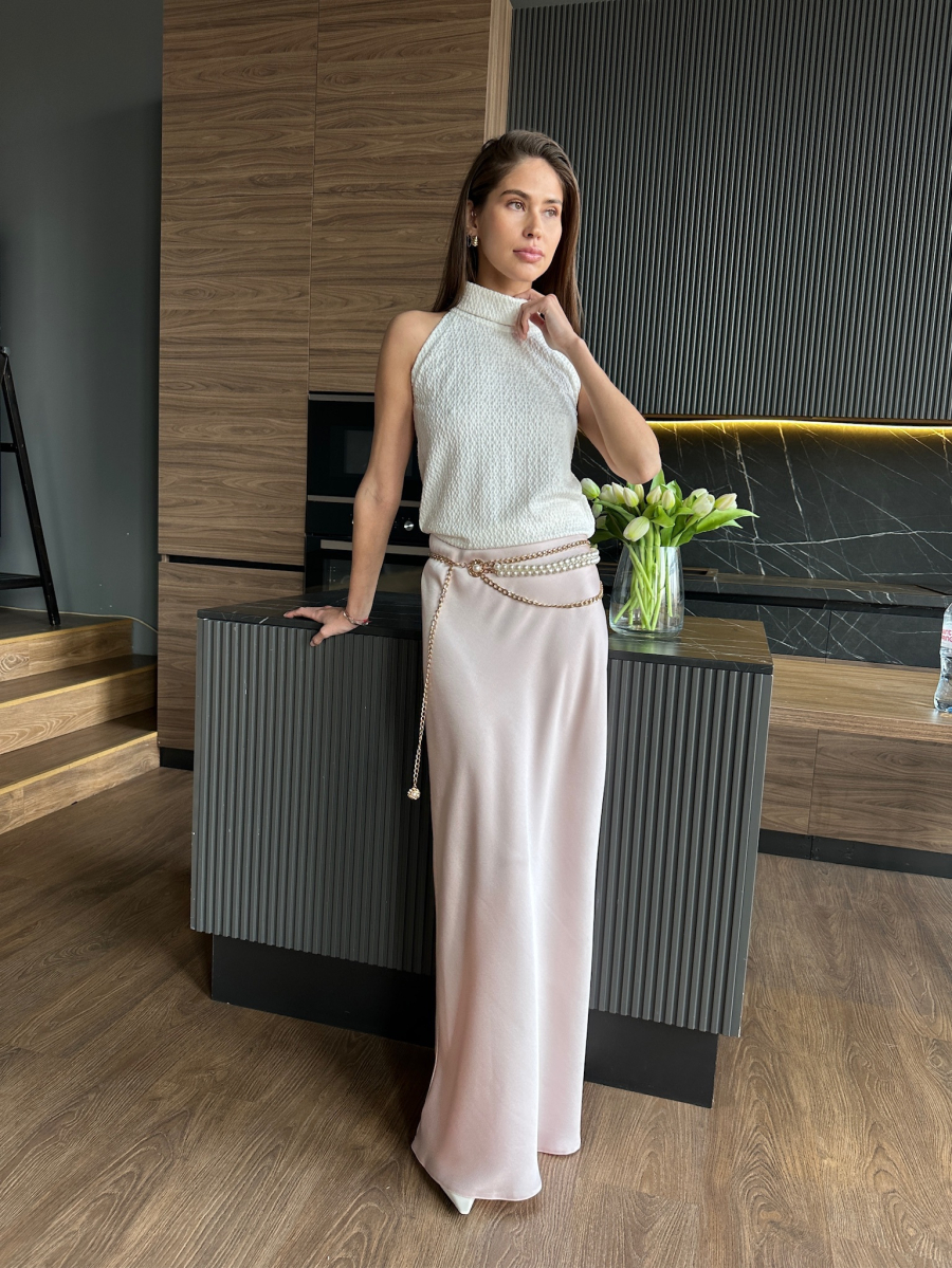 Юбка из шелка косого кроя макси VELVET, цвет: пудровая, 00-00004904 купить онлайн