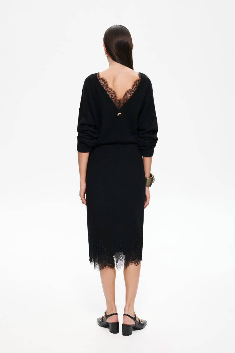 Юбка с кашемиром и кружевом DREAMS BY ALENA AKHMADULLINA, цвет: Черный, 225104100304300/903000 купить онлайн