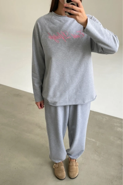 Лонгслив с вышивкой Erist store, цвет: серый, НФ-00003347 купить онлайн