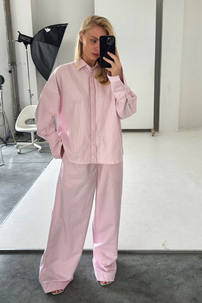 Брюки на узком поясе из хлопка LIGHT PINK Label .B, цвет: LIGHT PINK Pt.18.4.34PNK |новая коллекция купить онлайн