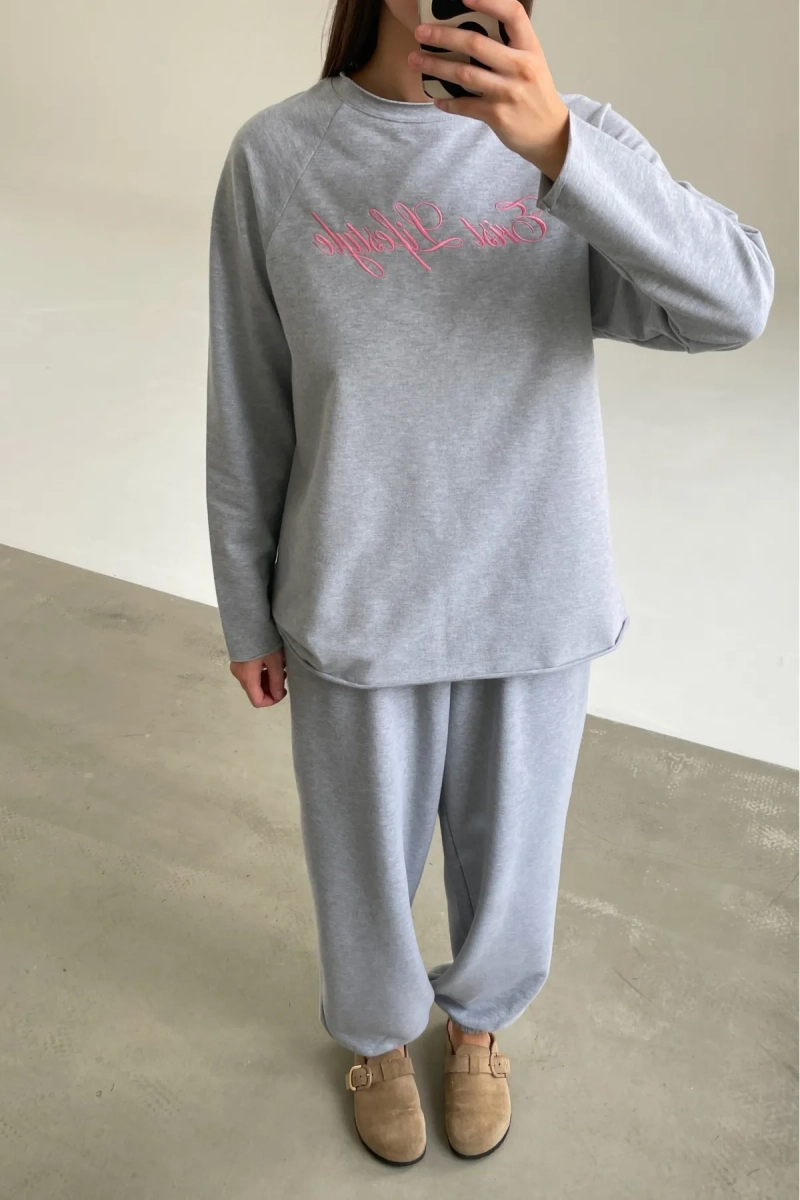 Лонгслив с вышивкой Erist store, цвет: серый, НФ-00003347 купить онлайн