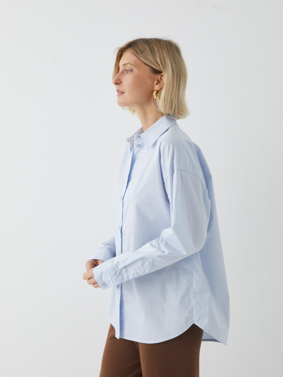 Рубашка прямого кроя из хлопка Marou, цвет: голубой,  купить онлайн