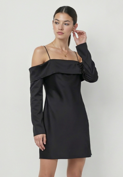 Платье из сатина с открытыми плечами REFERT, цвет: Черный, 08-3032/1-2511 купить онлайн