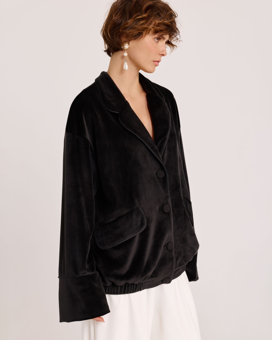 Жакет-бомбер из бархата BLACK Anmuse, цвет: Черный, JCK25W213-BLC купить онлайн