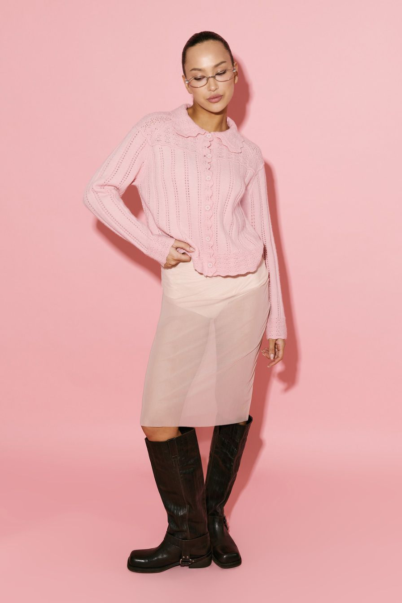 Кардиган с отложным воротником TOPTOP, цвет: розовый, TT.051.18934.300 купить онлайн