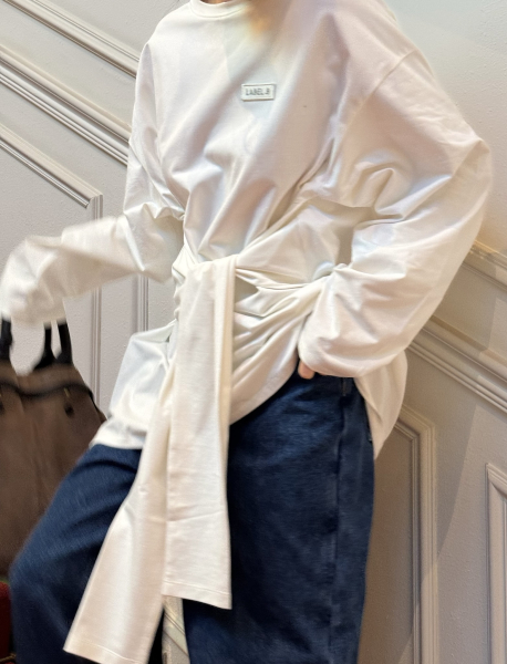 Лонгслив объемный с завязками WHITE Label .B, цвет: WHITE, TP.03.5.0606WH купить онлайн