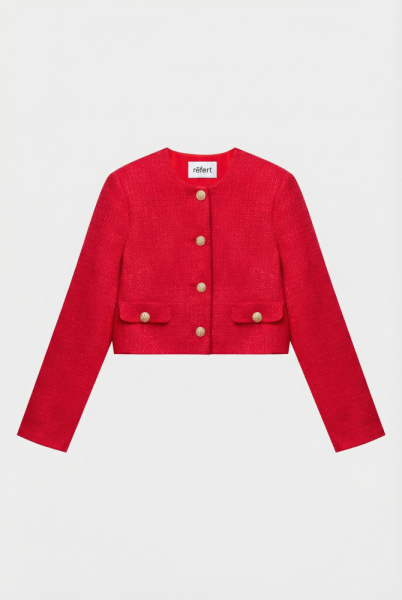 Жакет укороченный из твида с клапанами