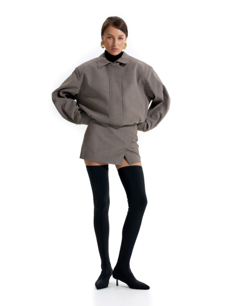 Бомбер из замшевой ткани ANOTHER SELECT, цвет: графит, 00005 купить онлайн