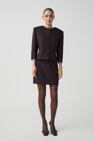 Юбка с отстегивающимся мехом Shtripling, цвет: шоколадный, SHSKT007CHK купить онлайн