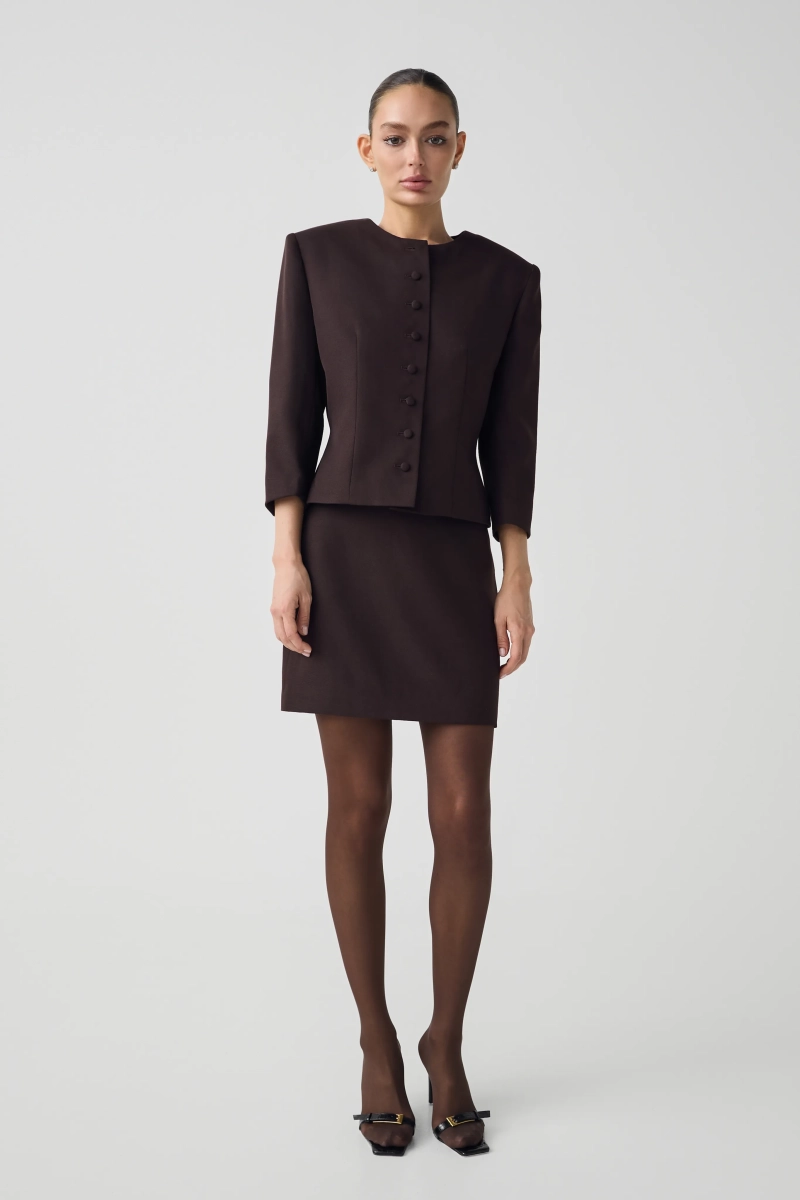 Жакет со съемным воротником Shtripling, цвет: шоколадный, SHJKT007CHK купить онлайн