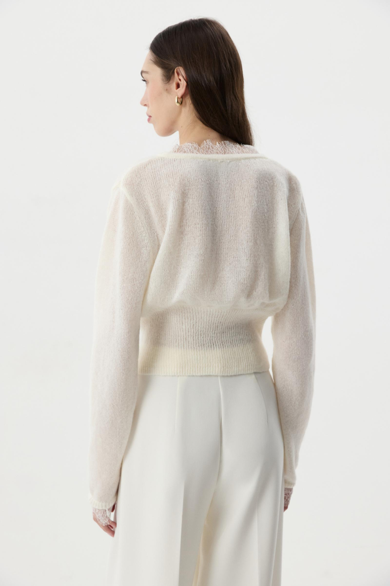 Кардиган с кружевом Charmstore, цвет: молочный, 305-49181-111 купить онлайн