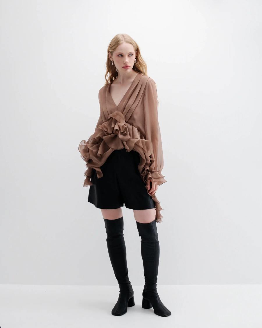 Шорты из экокожи Anmuse, цвет: Черный, SH24А98-BLC купить онлайн