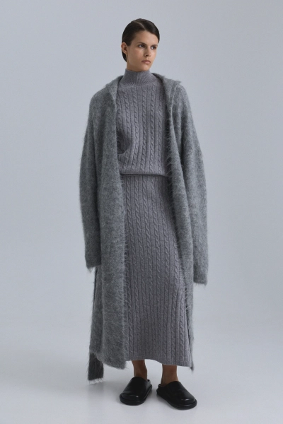 Кардиган макси из альпаки OPORA Mankova, цвет: серый меланж FW24/25-07 |новая коллекция купить онлайн