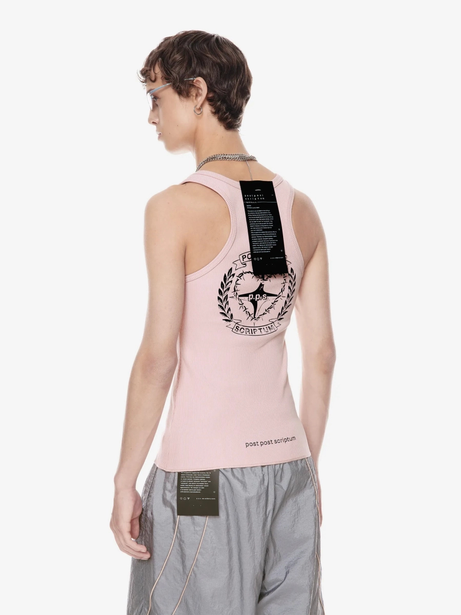 Хлопковая майка с принтом POST POST SCRIPTUM, цвет: пудровый розовый 1107.000.00.01.420 |трендовая новинка купить онлайн