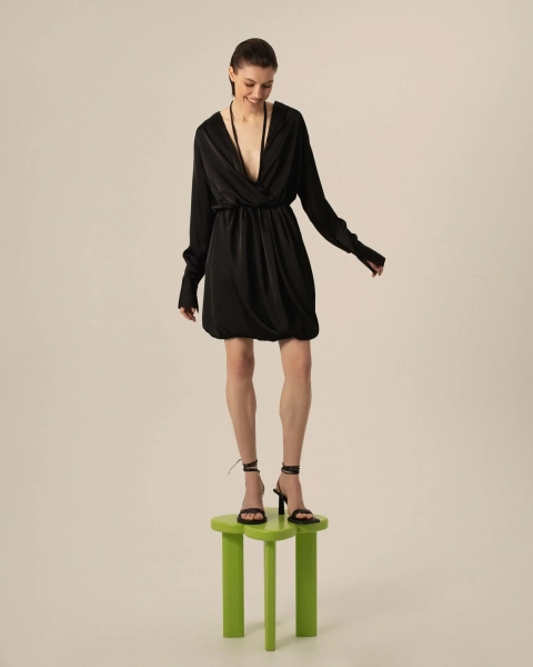 Платье из атласа мини Anmuse, цвет: Черный, RB24W135-BLC-1 купить онлайн