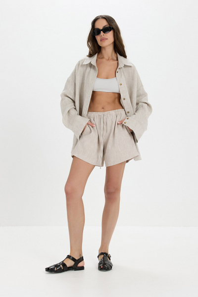 Шорты лен ABDA, цвет: бежевый, 622601003502 купить онлайн